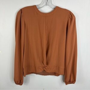 Nine West Size Small Rust Long Puff Sleeve Blouse Top QQ10